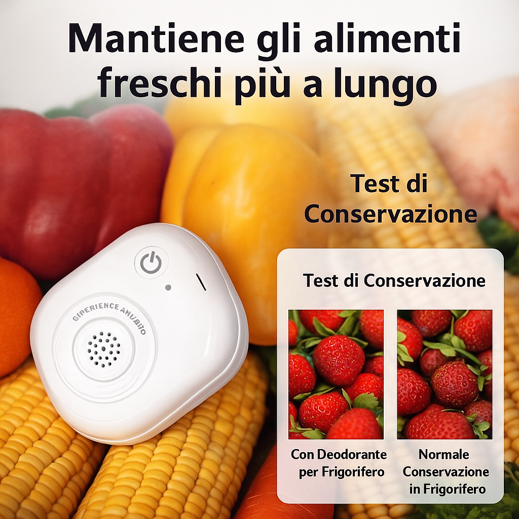 Mini Purificatore d’Aria per Frigorifero – Generatore di Ozono, Elimina Odori e Batteri, con Clip di Fissaggio, Ricarica USB – Ideale per Casa, Animali, Armadi, Frigoriferi e Auto