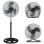 Ventilatore 3 in 1 a Piantana, da Tavolo e a Parete ø43cm Oscillante 3 Velocità Inclinazione Variabile  da parete da tavolo o da colonna