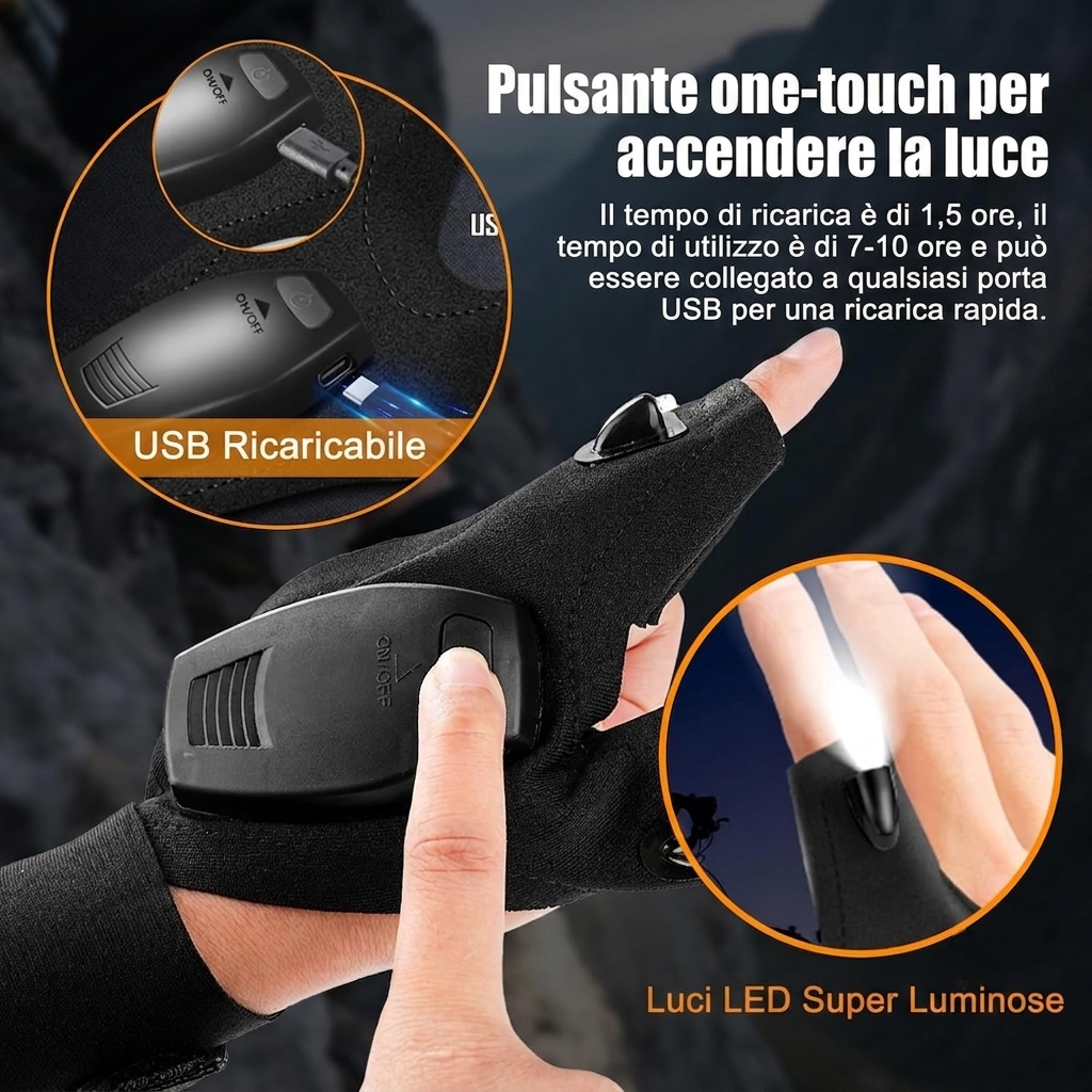 Guanti da Lavoro e Precisione con Luci LED Ricaricabili USB