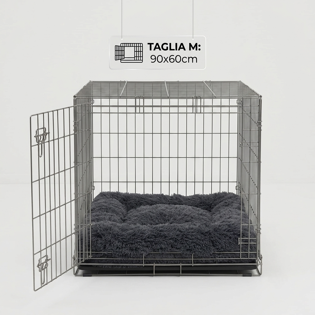 Cuscino Morbido e Traspirante per Cani 90x60 cm con Fondo Antiscivolo - Grigio Scuro