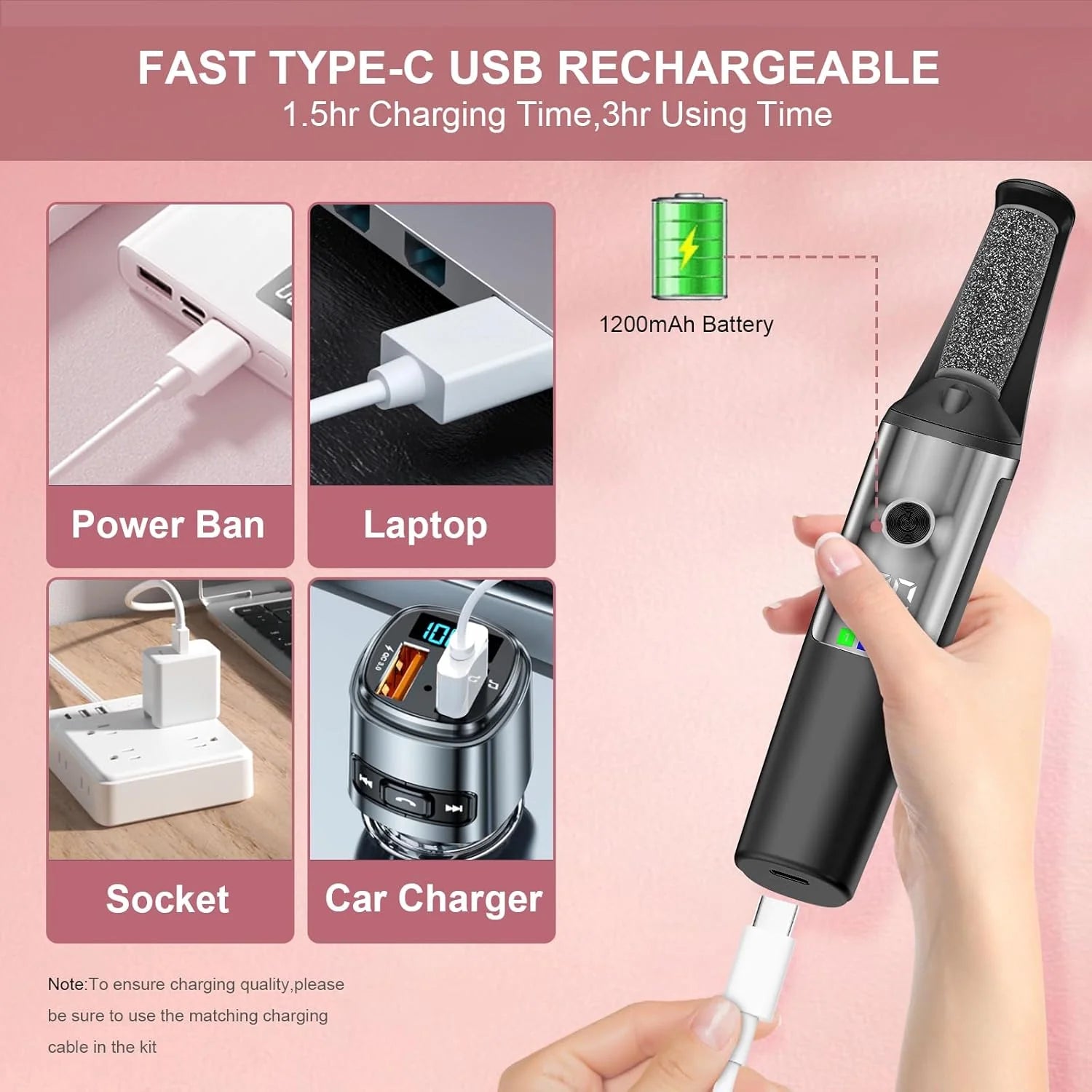 Pedicure Elettrico Professionale per Piedi – Lima Elettrica per Calli e Talloni – Rimuovi Pelle Morta – 3 Rulli Abrasivi – Display LED – Luce LED – Ricarica USB