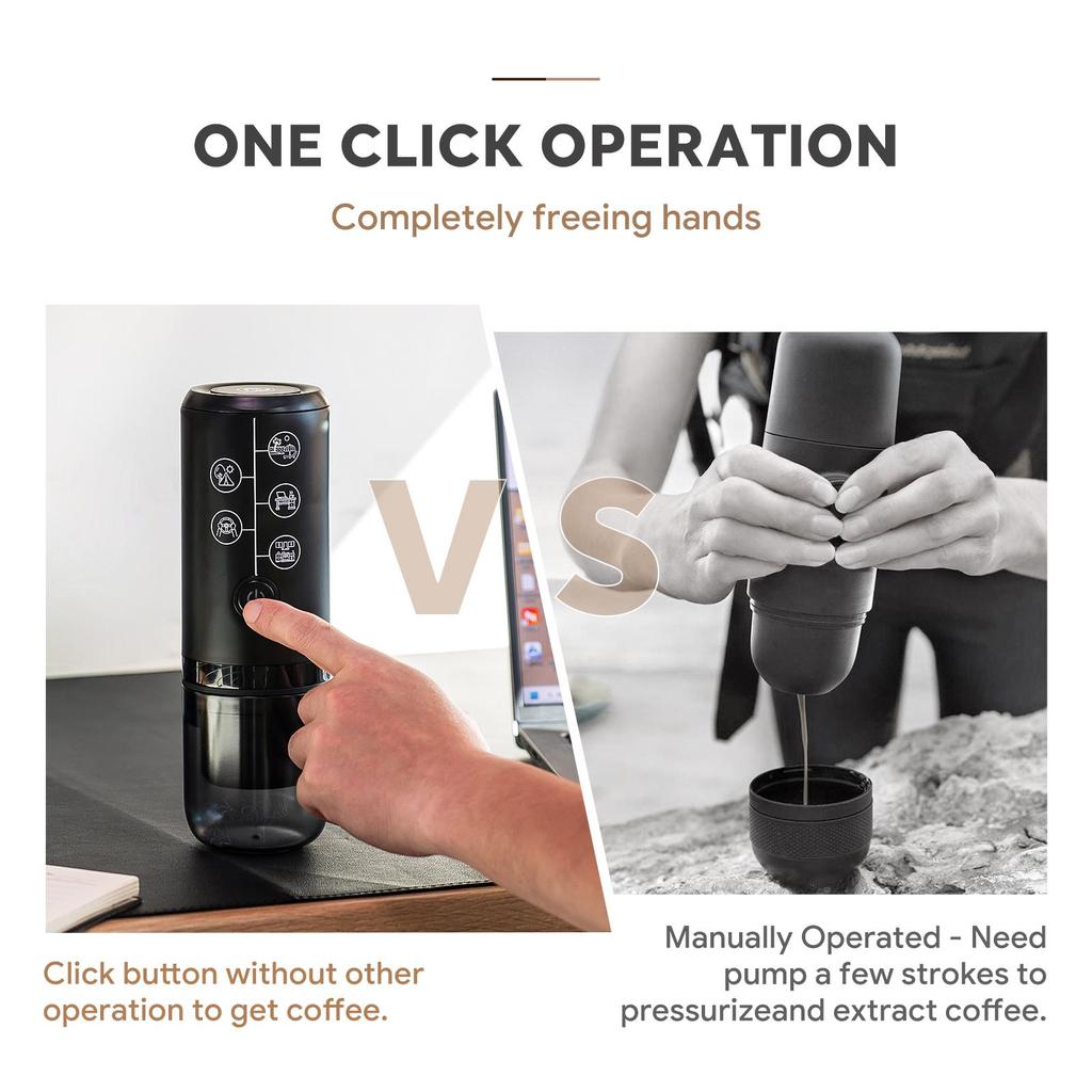 Macchina da Caffè Espresso Portatile 3-in-1 i Cafilas, 17 Bar, Compatibile Nespresso, Dolce Gusto e Caffè in Polvere | Batteria 2600mAh, USB-C, Senza Funzione di Riscaldamento