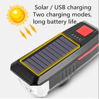 Luce Solare per Bici con Clacson da 120 dB - LED Potente, Ricarica Solare e USB, Impermeabile