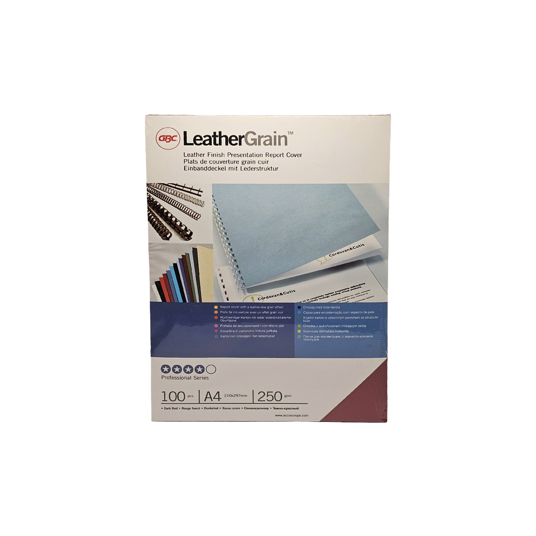 Copertine Rilegatura A4 GBC Perforate Trasparente HiClear o Cartoncino Retro LeatherGrain
