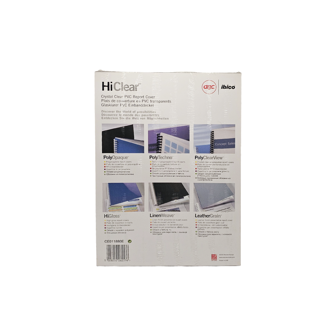 Copertine Rilegatura A4 GBC Perforate Trasparente HiClear o Cartoncino Retro LeatherGrain