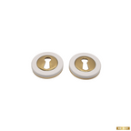 Coppia Bocchette Tonde per Chiave Patent Bicolore Bianco e Ottone BAL