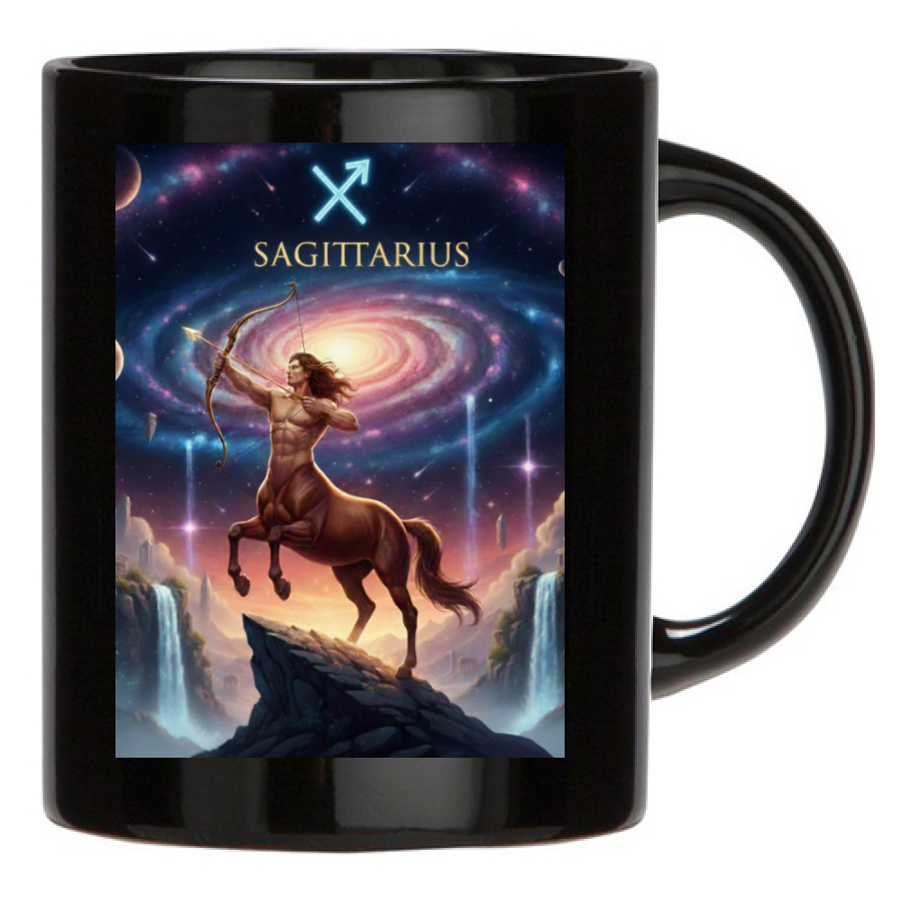 Tazza Mug Personalizzata Sagittario Nera - Idea Regalo Ceramica Colazione