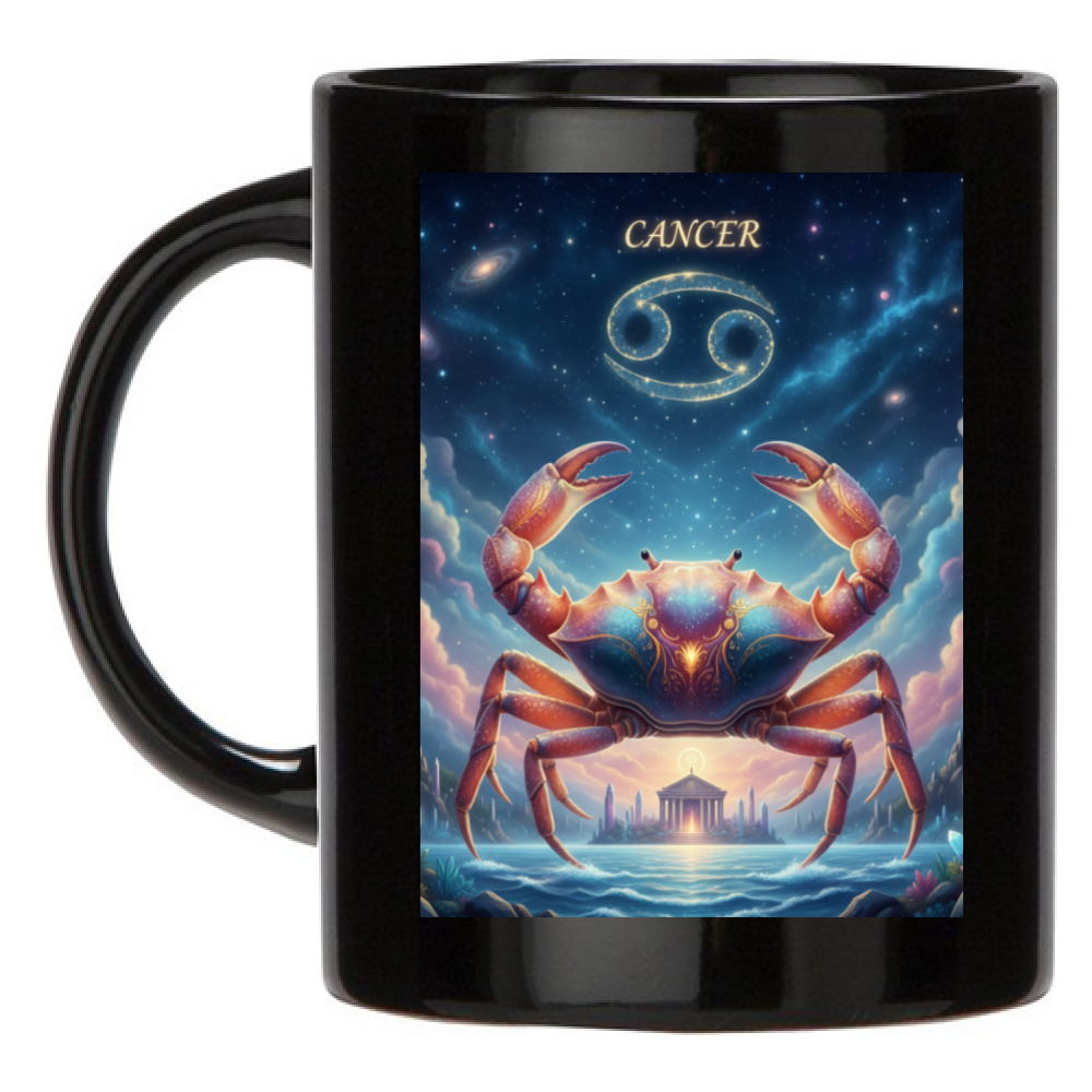 Tazza Caffè e Latte Segno Zodiacale Cancro - Mug Colazione Nera idea regalo