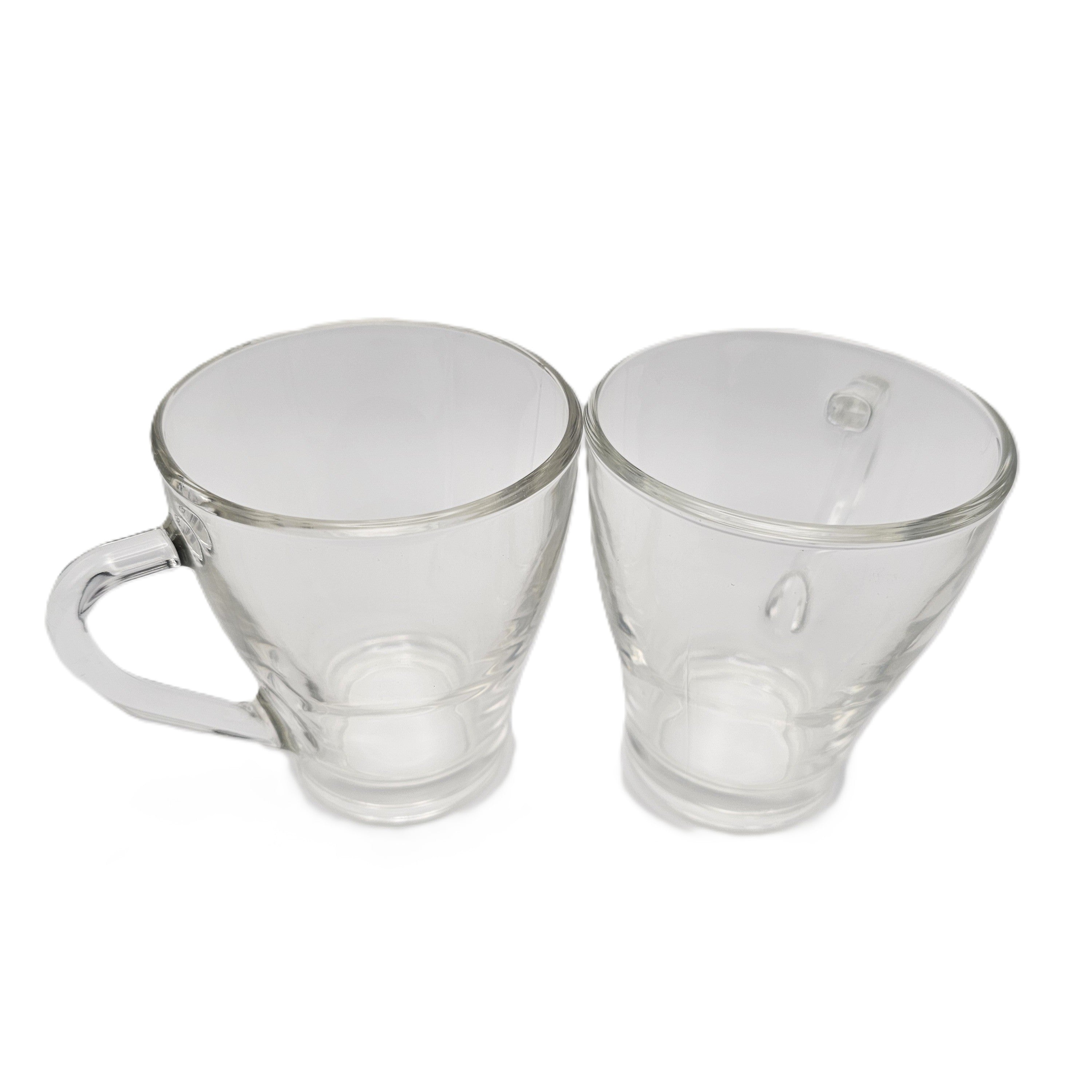 Set 2 Tazze in Vetro Trasparente per Tea, Cappuccino, Cioccolato Caldo - Design Moderno