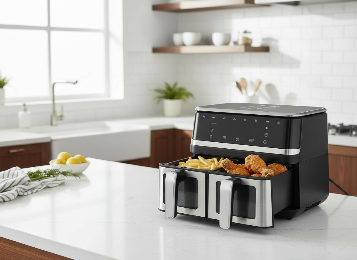 Friggitrice Tobi ad Aria Dual Zone 15L – Doppio Cestelli Indipendenti | 2400W, Touch LED, 8 Programmi, Finestra Visiva