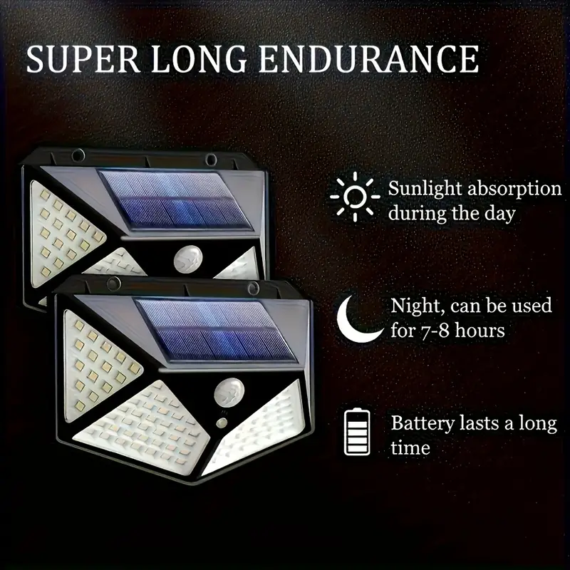 Kit 6 Luci Solari a LED con Sensore di Movimento – 100 LED, IP65, 270° di Copertura