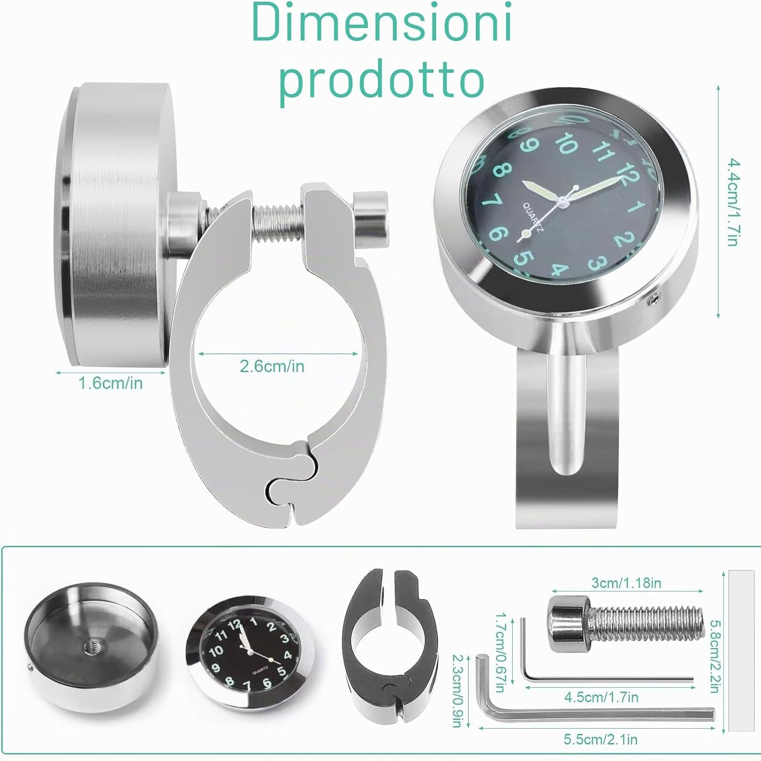 Orologio da Manubrio Universale Impermeabile e Luminoso per Moto e Bici