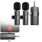 Microfono Lavalier Wireless 3 in 1 - Compatibile con iPhone, iPad, Android, Fotocamera, Riduzione del Rumore, Microfono per Vlog, TikTok, YouTube Live Stream