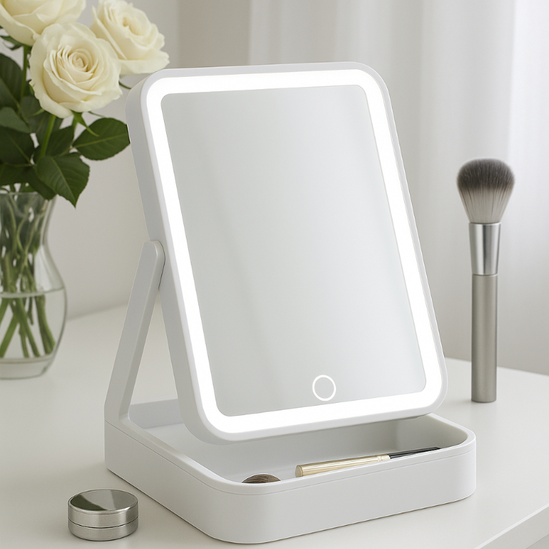 Specchio Trucco con LED Touch– Specchio Make-up Regolabile da Tavolo con Luce Bianca
