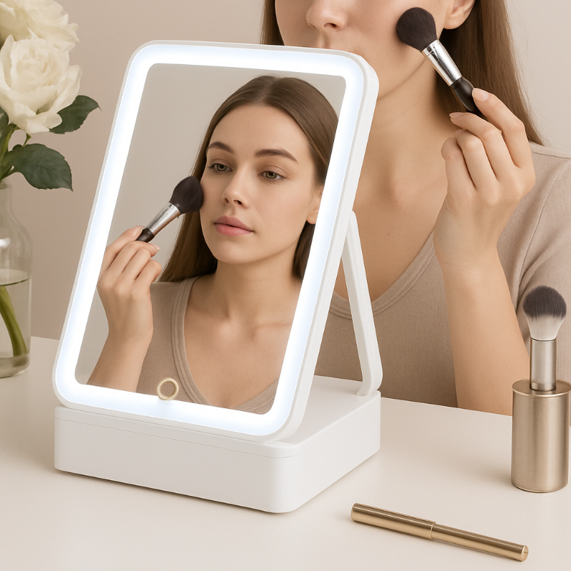 Specchio Trucco con LED Touch– Specchio Make-up Regolabile da Tavolo con Luce Bianca