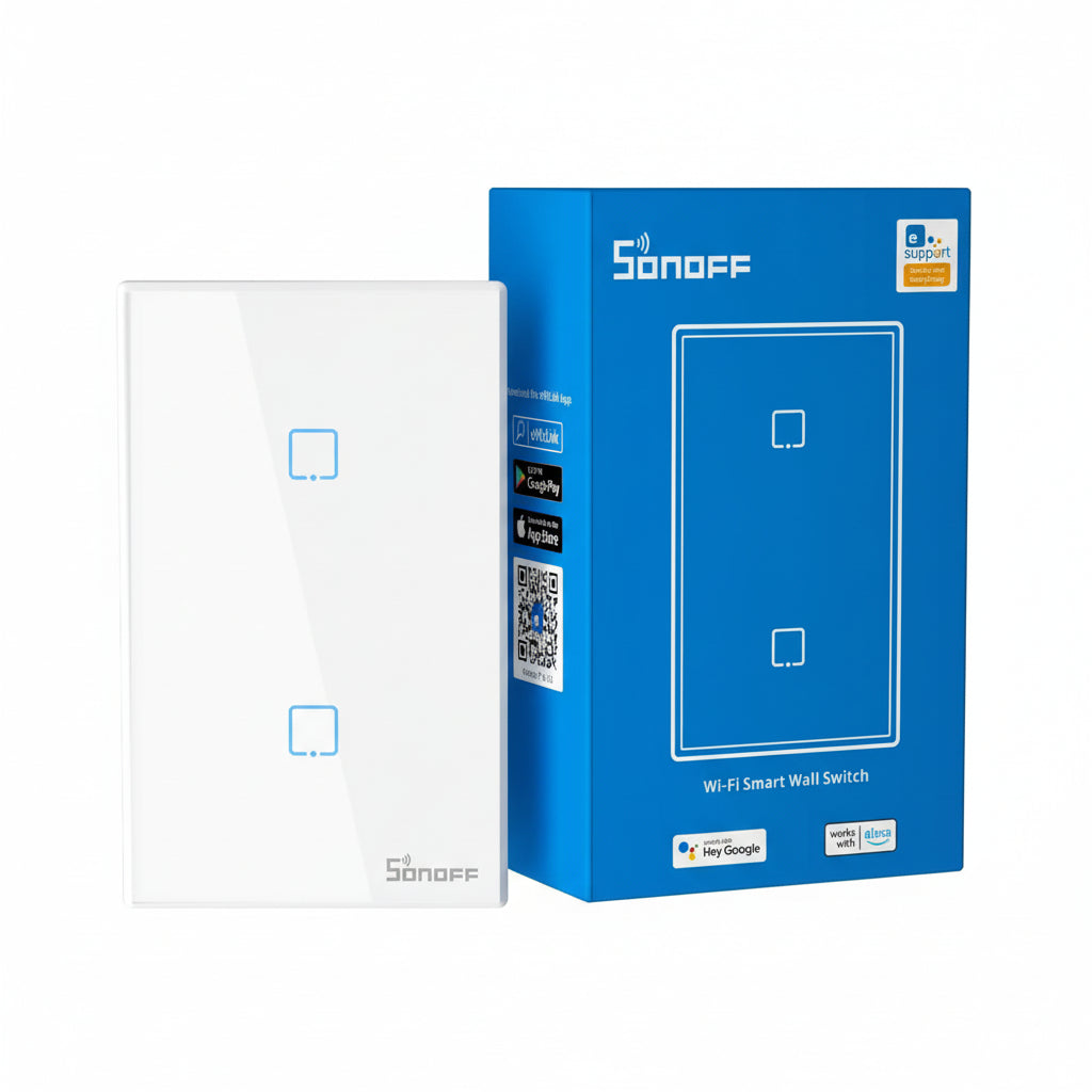 Sonoff T2 US Interruttore Smart WiFi e RF a 2 Pulsanti, Touch Screen, Controllo Remoto e Vocale