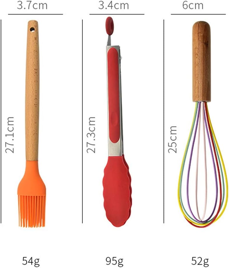 Set da cucina 12 pezzi in silicone e legno mestoli colorati nuovi