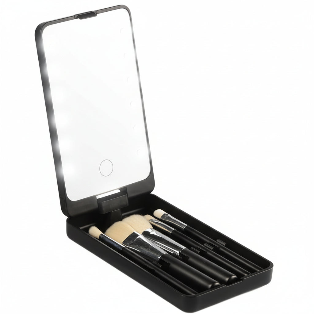 Specchio Portatile LED con Luce Regolabile e Pennelli