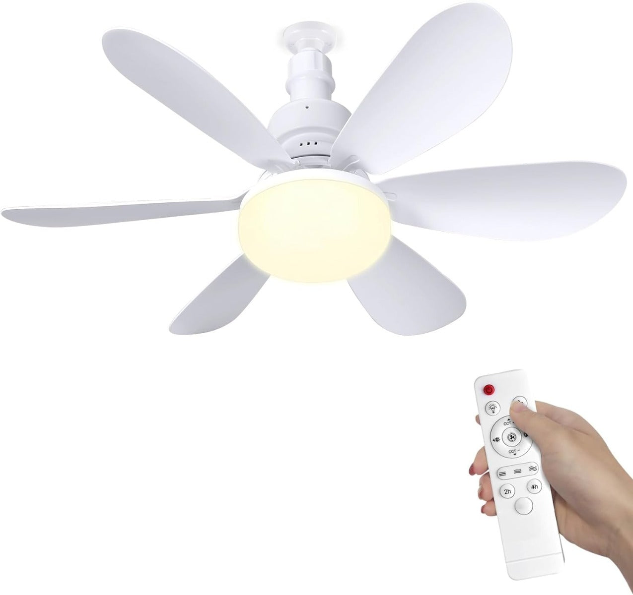 Ventilatore da Soffitto con Luce LED a 3 intensità e Telecomando, 3 Velocità, 24W, Moderno Design 2 in 1 per Soggiorno, Camera da Letto e Cucina