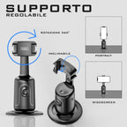 Stabilizzatore Smartphone con Tracciamento del Volto e Controllo Gestuale – Compatibile con Treppiedi, Connessione Bluetooth, USB-C, Nero