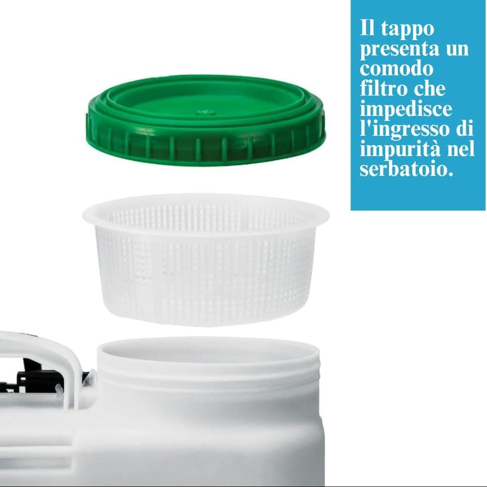 Pompa a Pressione Manuale per Giardinaggio, Serbatoio 16 Litri, Nebulizzatore a Spalla con 3 Ugelli Intercambiabili, Valvola di Sfiato, Leva Erogatrice e Tappo con Filtro