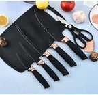 Set di Utensili da Cucina e Coltelli da Cucina da 19 Pezzi in Silicone con Manico in Legno (nero)