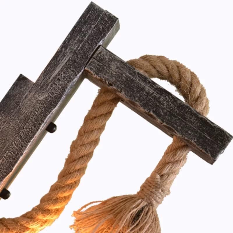 Applique da Parete in Legno e Corda di Canapa Stile Rustico Retrò
