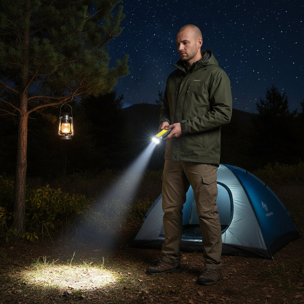 Luce da Lavoro LED Magnetica Ricaricabile USB con Gancio Officina e Camping