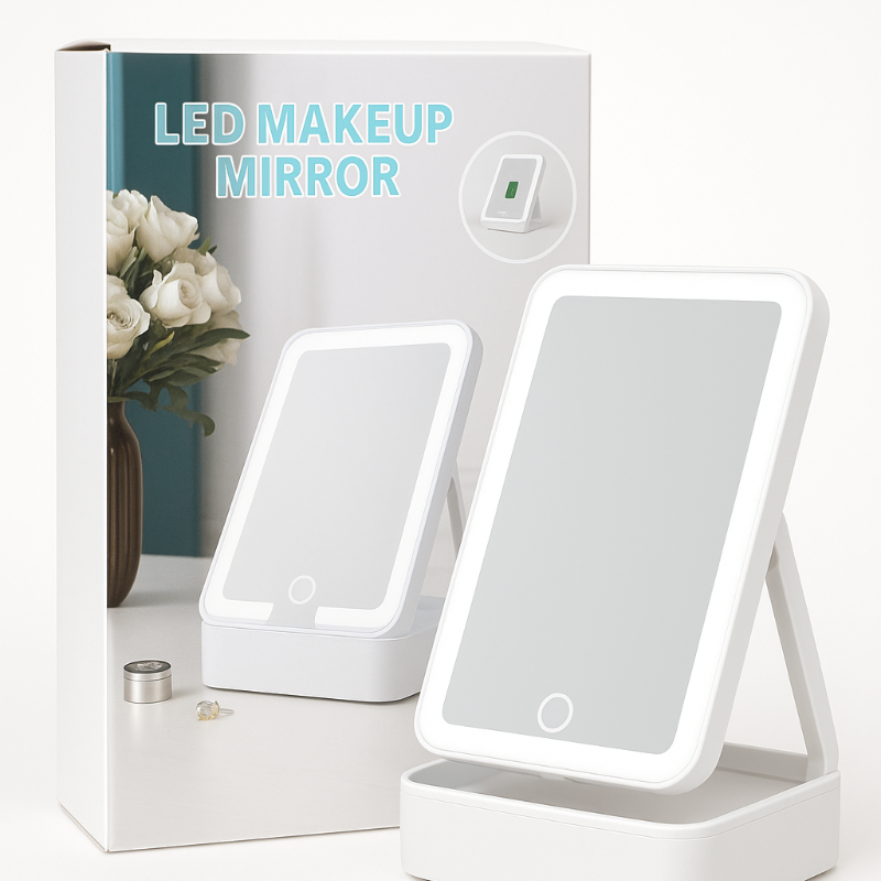 Specchio Trucco con LED Touch– Specchio Make-up Regolabile da Tavolo con Luce Bianca
