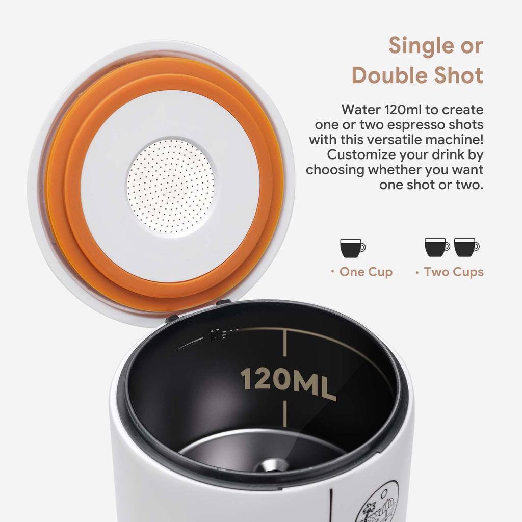 Macchina da Caffè Espresso Portatile 3-in-1 i Cafilas, 17 Bar, Compatibile Nespresso, Dolce Gusto e Caffè in Polvere | Batteria 2600mAh, USB-C, Senza Funzione di Riscaldamento