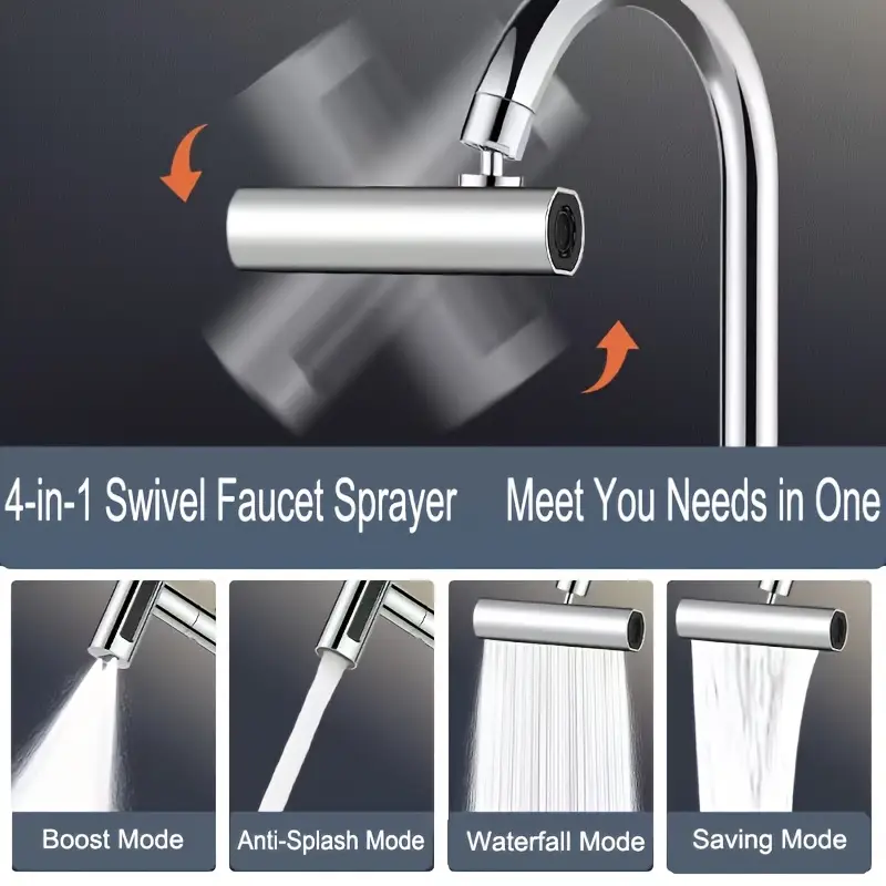 Rubinetto Rotante 360 Gradi, Prolunga Rubinetto Aeratore con Filtro Antispruzzo, Rubinetto Cucina