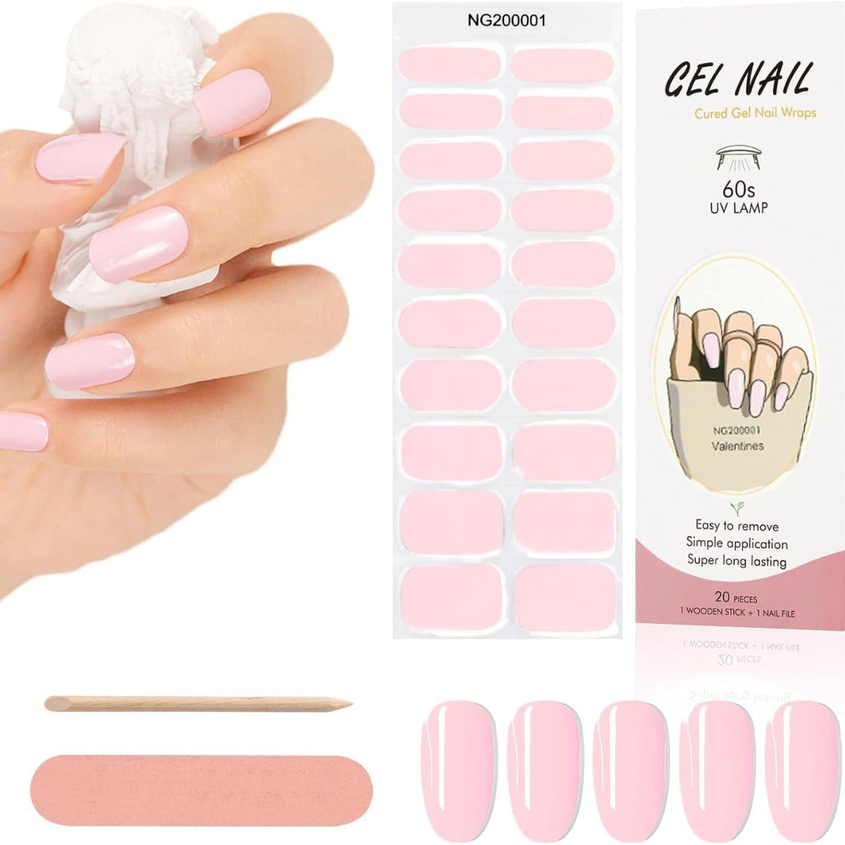 Kit Adesivi per Unghie in Gel Semipolimerizzato - con Accessori per Manicure