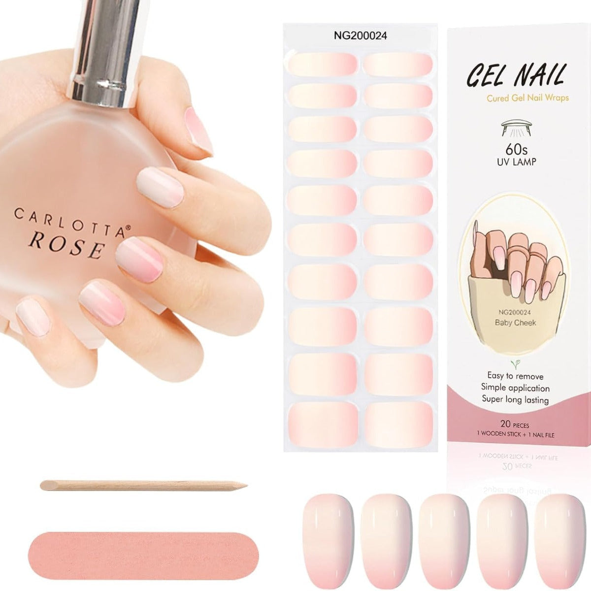 Kit Adesivi per Unghie in Gel Semipolimerizzato - con Accessori per Manicure