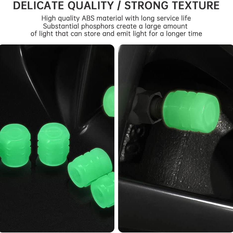 Tappi Valvole Auto Fluorescenti 10 Pezzi Universali ABS Effetto Luminoso