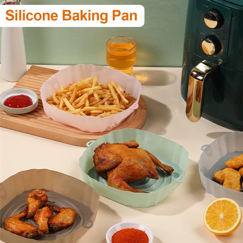 Set 10PZ Vassoi in Silicone da 20 cm per Friggitrice ad Aria – Riutilizzabili, Antiaderenti, Resistenti al Calore fino a 260°C – Adatti anche per Forno, Microonde e Lavastoviglie