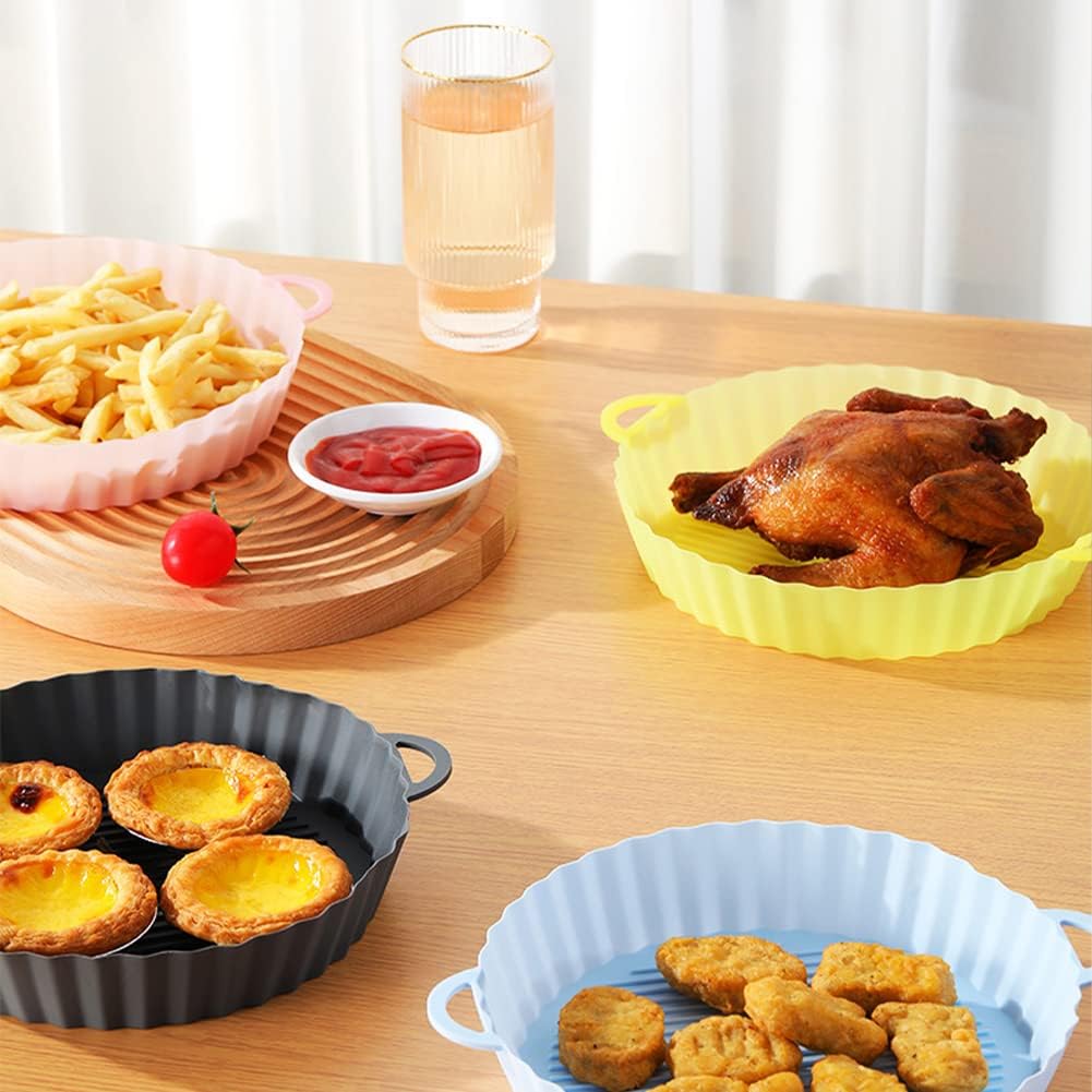 Set 10PZ Vassoi in Silicone da 20 cm per Friggitrice ad Aria – Riutilizzabili, Antiaderenti, Resistenti al Calore fino a 260°C – Adatti anche per Forno, Microonde e Lavastoviglie