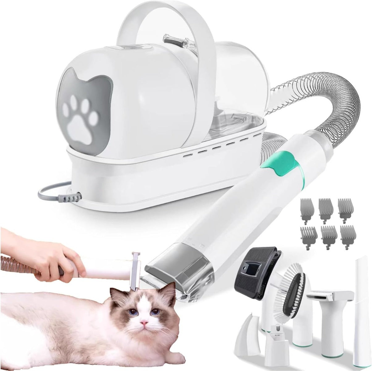 Uproot Cleaner Pro 7-in-1 – Kit Aspirapolvere e Toelettatura per Cani e Gatti, Rimozione Peli 99%, Tagliacapelli Professionale, Alta Suzione, Pulizia Casa e Mobili