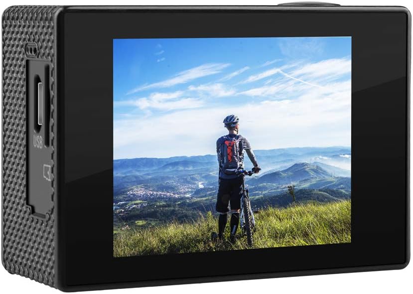 Mini Action Camera Subacquea 1080p con Custodia Impermeabile 30m e Lente Grandangolare 140°