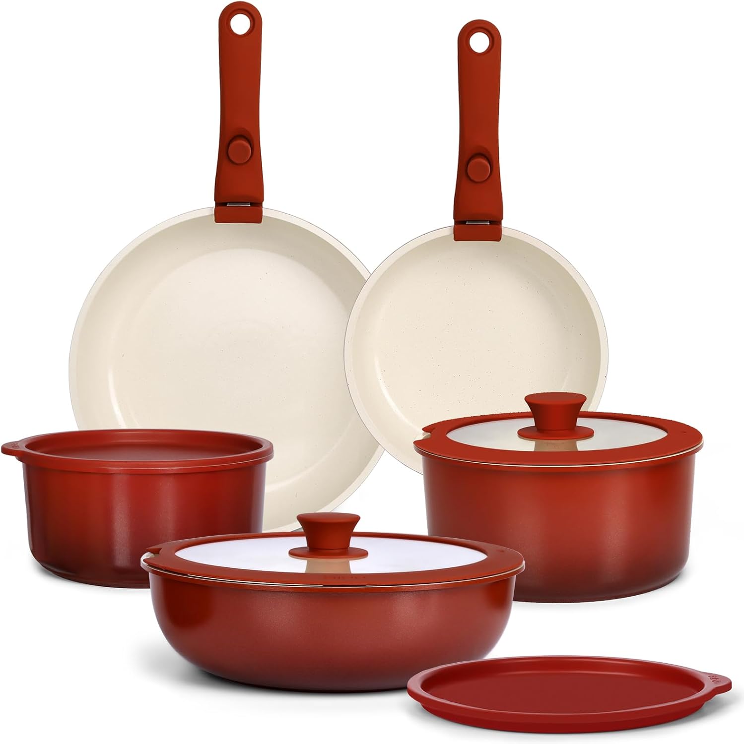 Set Pentole Salvaspazio 11Pz Ceramica Atossica | Per Forno e Induzione