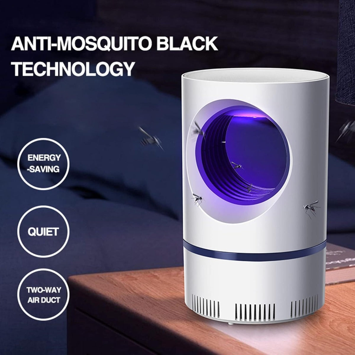 Lampada Antizanzare UV con Aspirazione Silenziosa – Trappola Elettronica USB per Interni