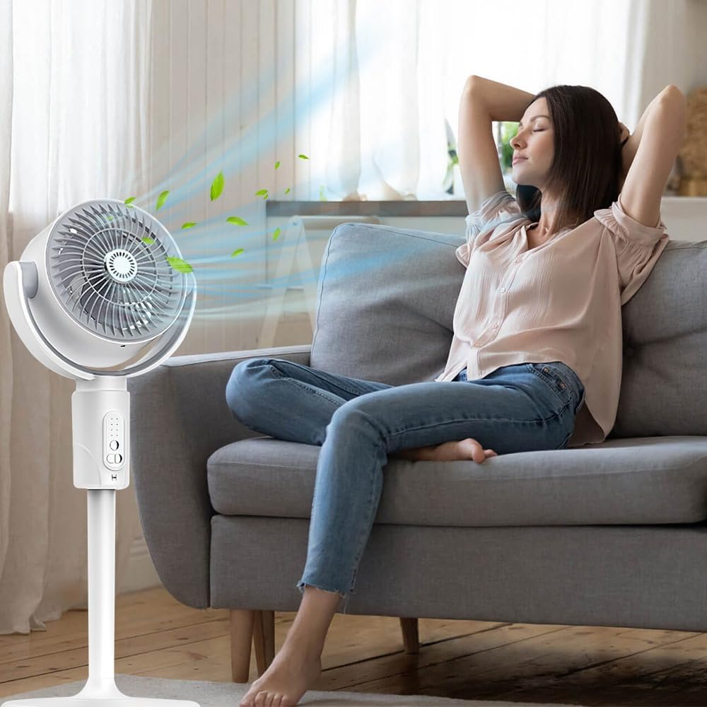 Ventilatore Ricaricabile 3-in-1 da Pavimento – Portatile, Silenzioso, Regolabile con Telecomando