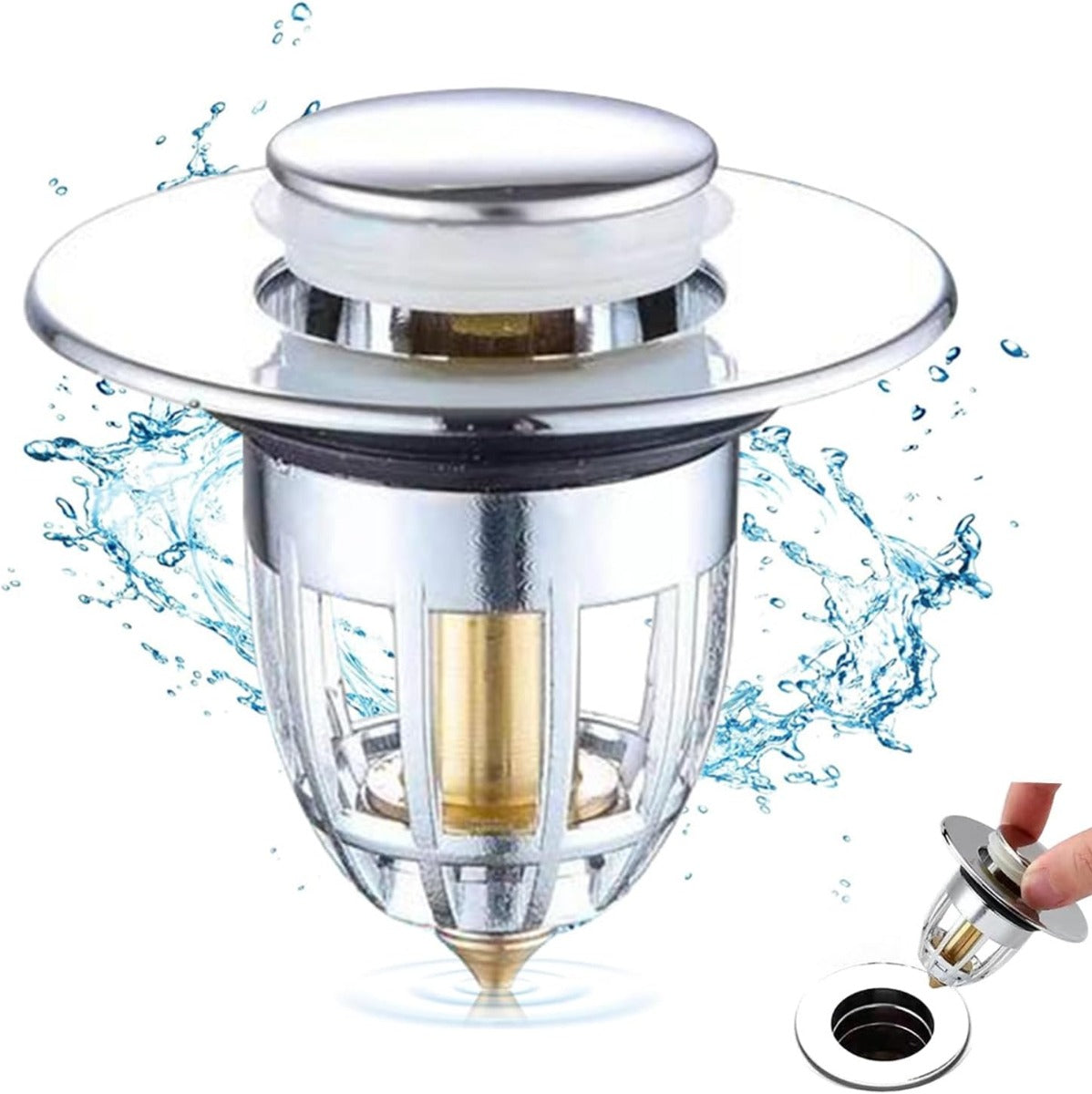 Tappo Lavandino Bagno e Cucina con Filtro Anti Intasamento