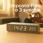 TECHMADE – Sveglia Digitale con Ricarica Wireless, Allarme con Timer, Display LED Regolabile