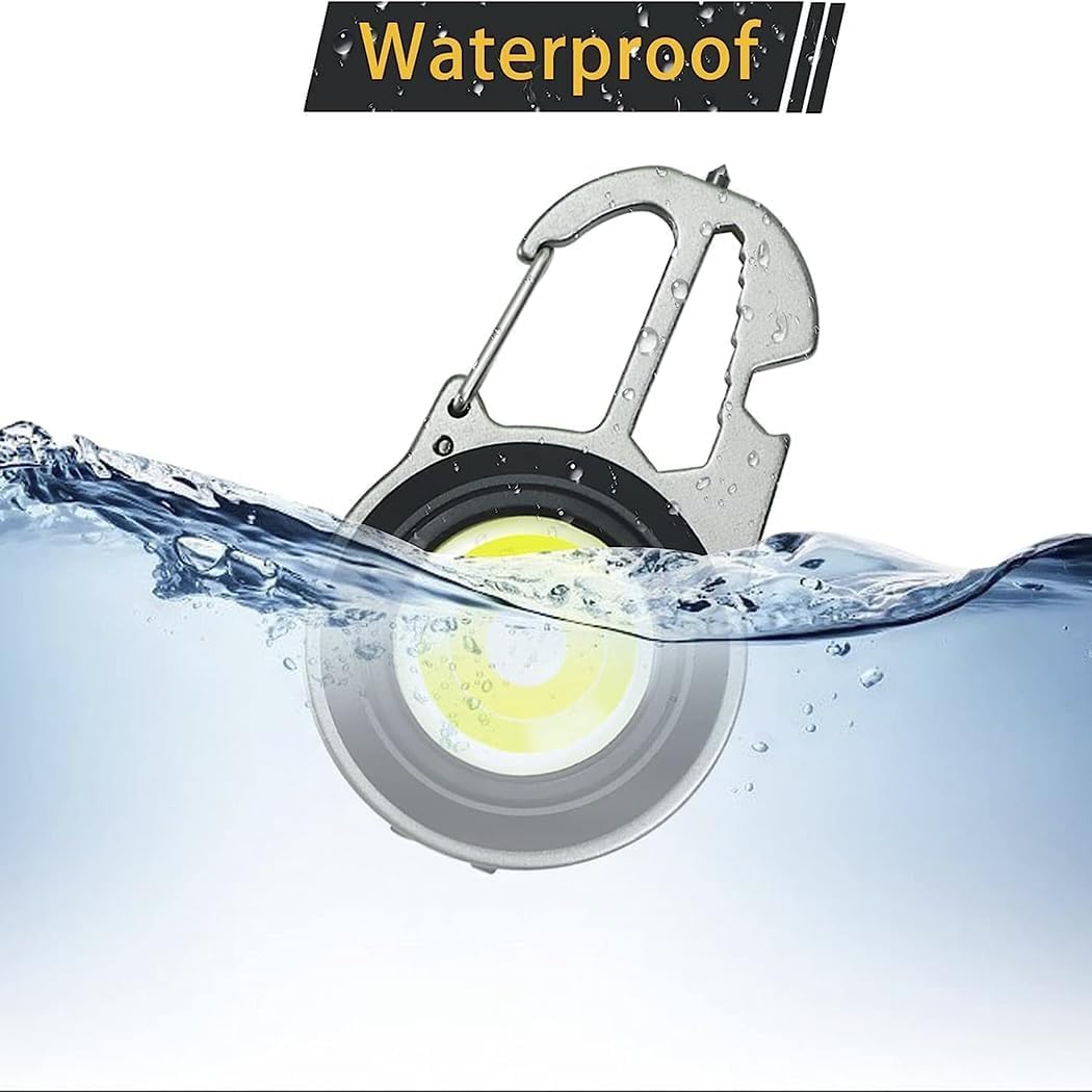 Torcia Multifunzione Ricaricabile da Campeggio e Pesca con Apribottiglie, Treppiede e Rompivetro, 6 Modalità di Luce