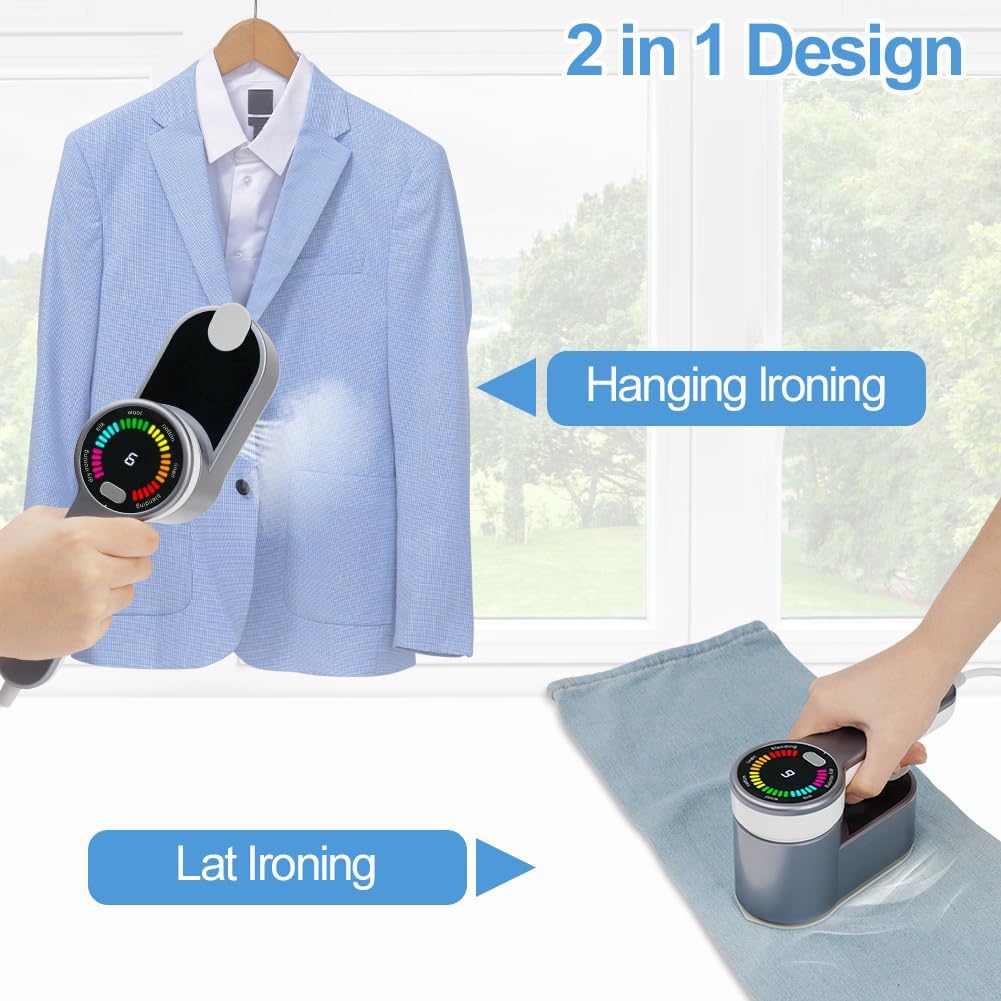 Mini Ferro da Stiro a Vapore da Viaggio 1200W – 6 Modalità, Riscaldamento 5s, Pieghevole 180°, Serbatoio 120ml, Piastra Ceramica Antiaderente