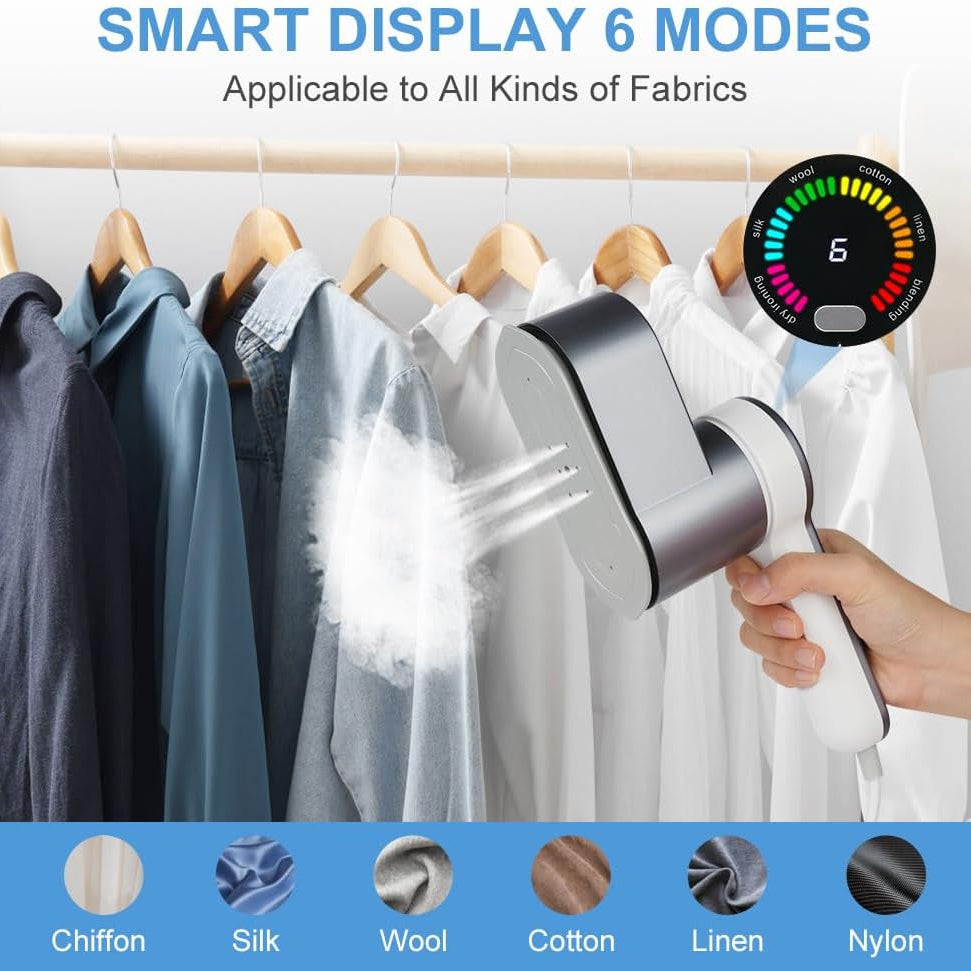 Mini Ferro da Stiro a Vapore da Viaggio 1200W – 6 Modalità, Riscaldamento 5s, Pieghevole 180°, Serbatoio 120ml, Piastra Ceramica Antiaderente