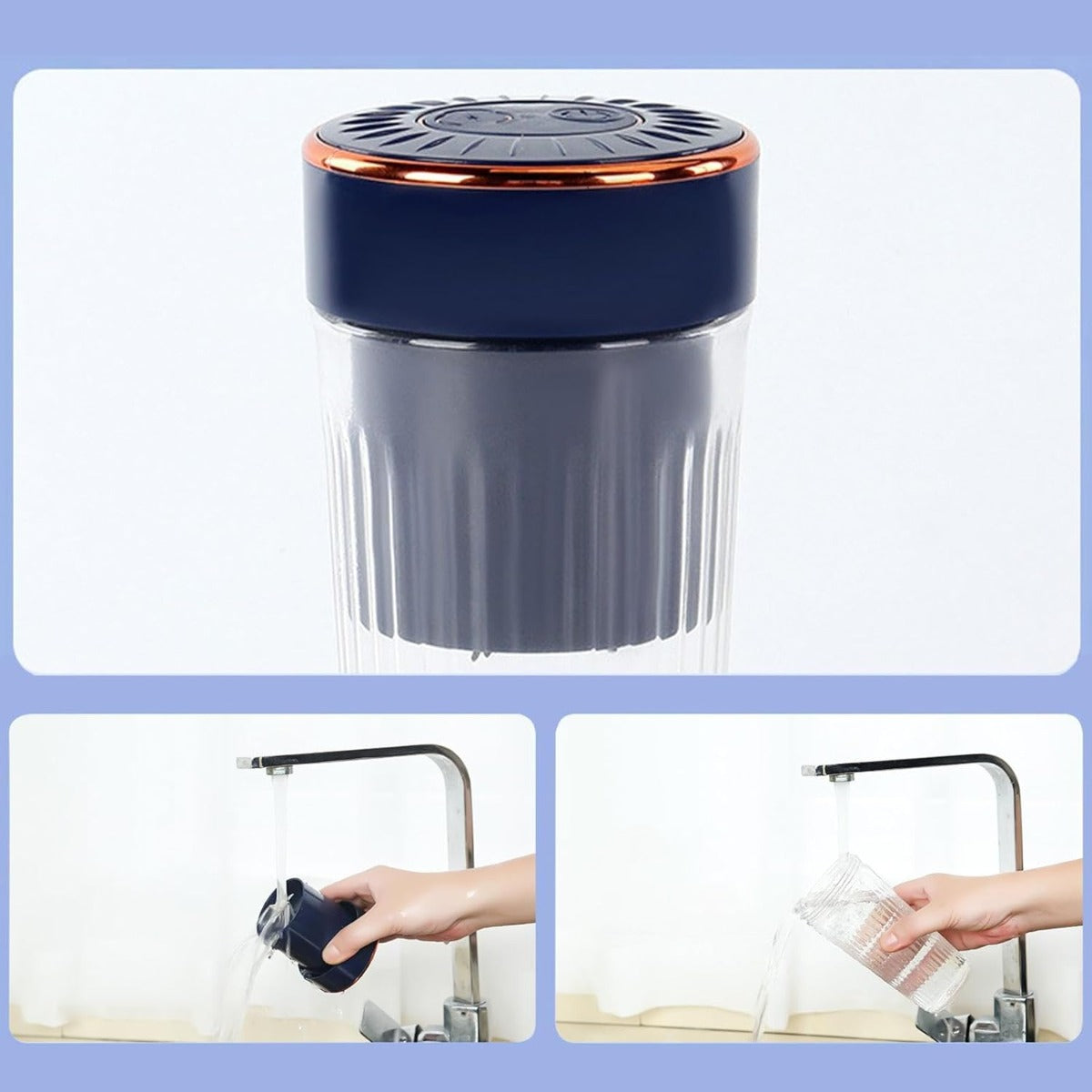 Mini Frullatore Portatile Ricaricabile USB con 6 Lame Ultra Affilate - Frullatore da Viaggio, Casa e Sport - 300ml