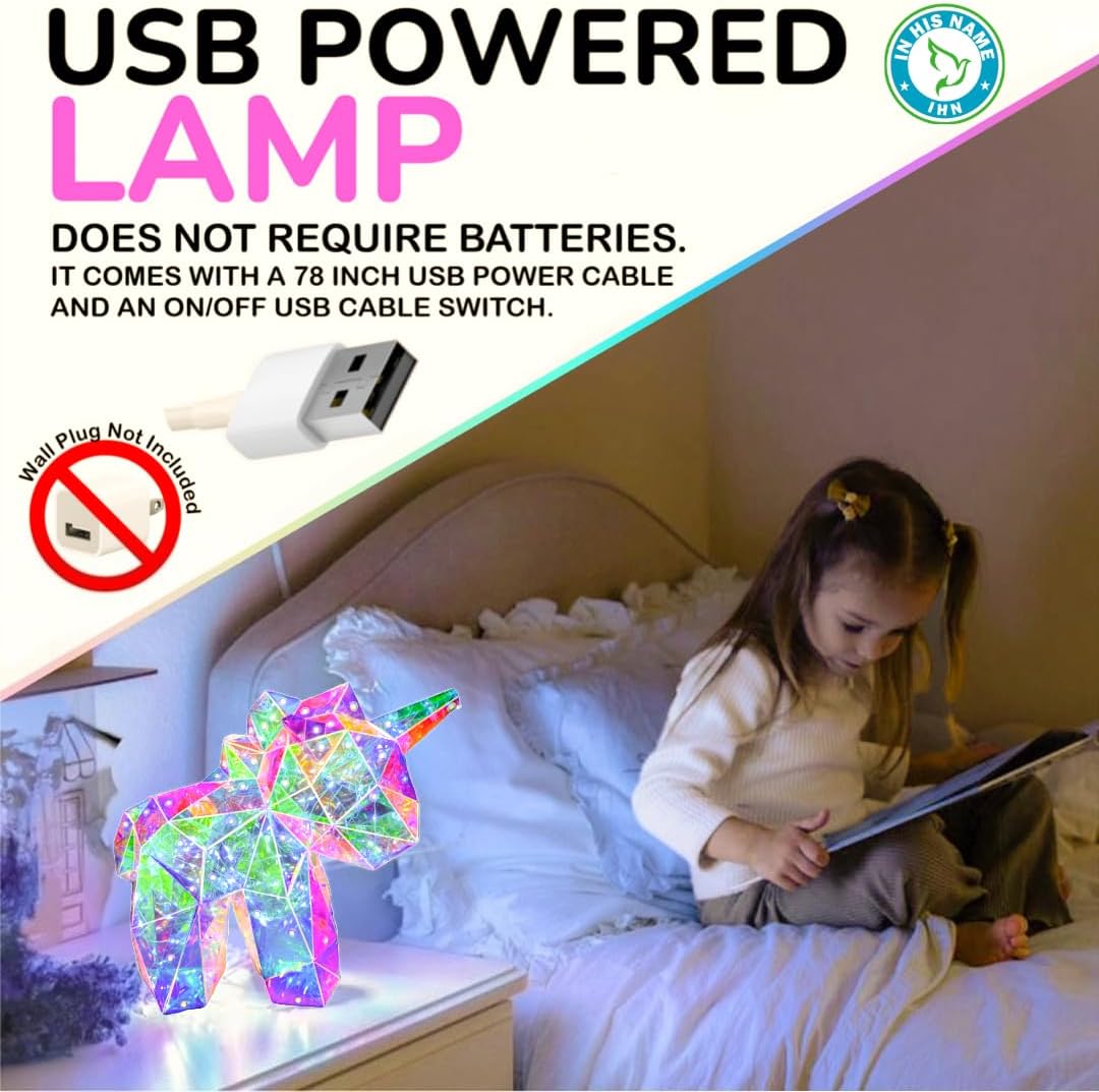 Luce Notturna LED a Forma di Unicorno per Bambini, Lampada Decorativa Colorata per Cameretta e Camera da Letto