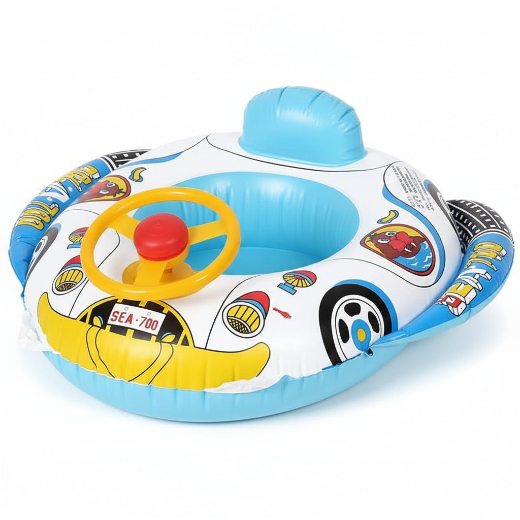 Gonfiabile galleggiante sedile barca, acqua nuoto anello galleggiante, galleggiante auto galleggiante con volante, galleggiante galleggiante per bambini