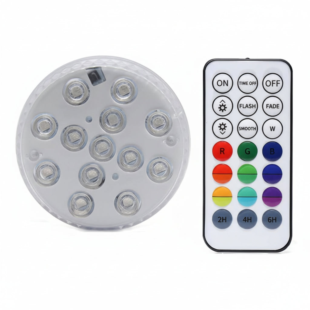 Luce da piscina LED RGB con controllo remoto RF - 13 LED sommersi con 16 colori IP68 impermeabile